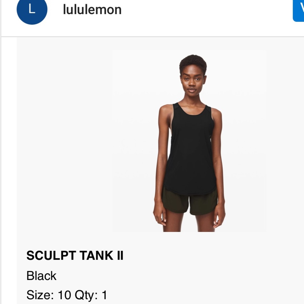 Lululemon sculpt tank. Worn a few times, good used condition. Size 10 no flaws